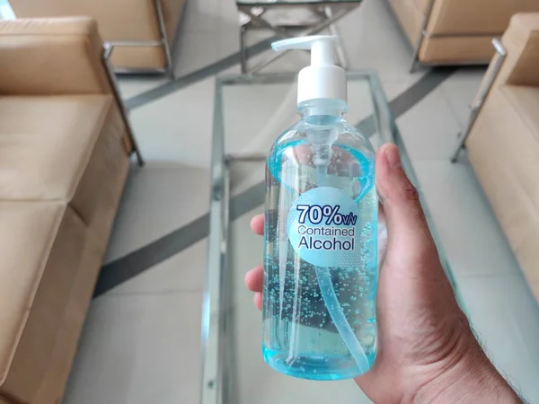 Alcohol sanitizer hand gel for cleaning hygiene protection corona virus or antibacterial.