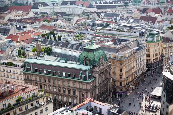 Top View Old Town Stephen Cathedral Vienna Austria Черепичные Крыши — стоковое фото