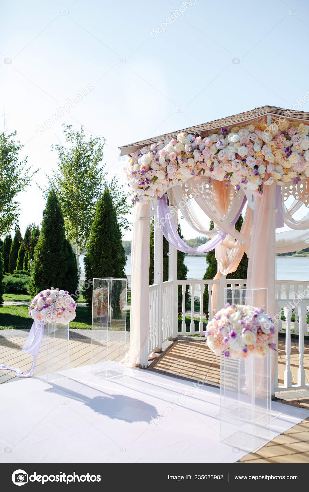Outdoor Wedding Ceremony Wedding Arch Arch Made Wood Decorated