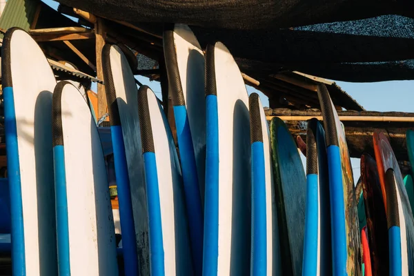 Empilement Planches Surf Douces Couleur Bleue Dans Une Pile Par — Photo
