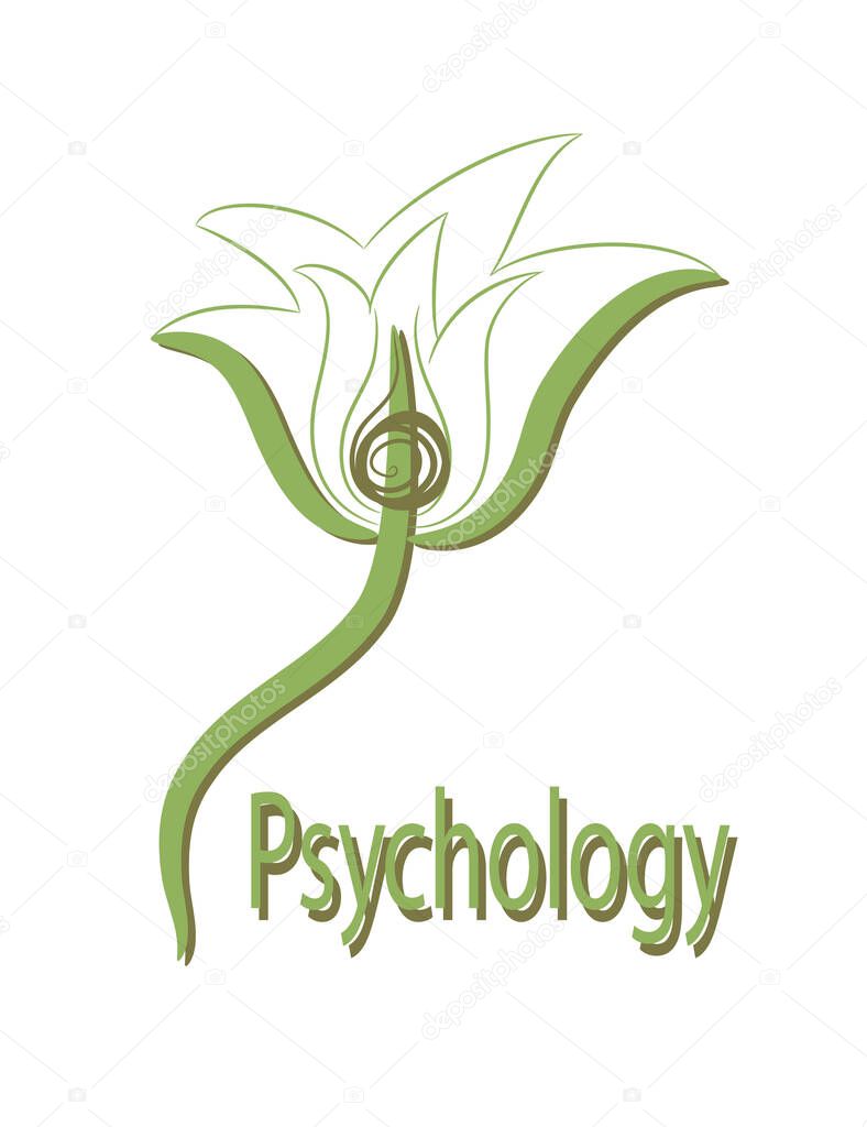 The combination of a psychological symbol of PSI and a flower. Design concept for psychotherapy. The analogy of the bud bloom is the bloom of personality. Open yourself. Solve the problem.