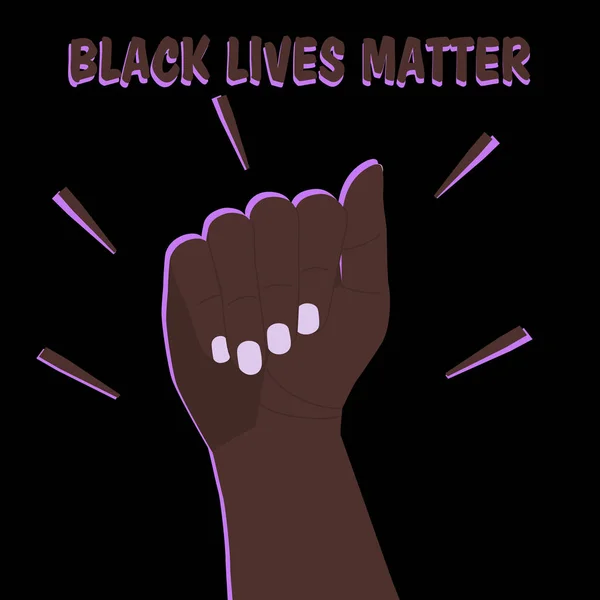 Hand Opgeheven Uit Protest Tekst Black Lives Matter Vuist Van — Stockvector