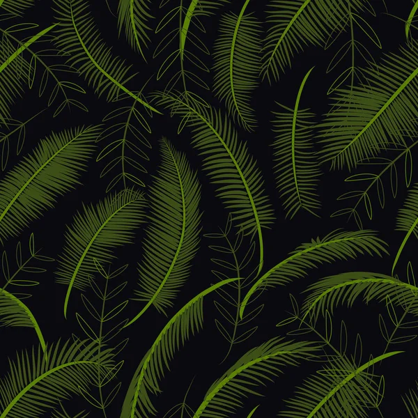 Sömlöst Mönster Med Tropiska Blad Textur Med Gröna Palmkvistar Palmblad — Stock vektor