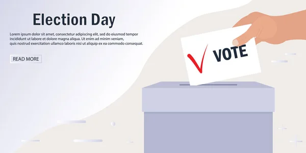 Πρότυπο Banner Ιστού Για Ηλεκτρονική Ψηφοφορία Χέρι Βάζει Ένα Φυλλάδιο — Διανυσματικό Αρχείο