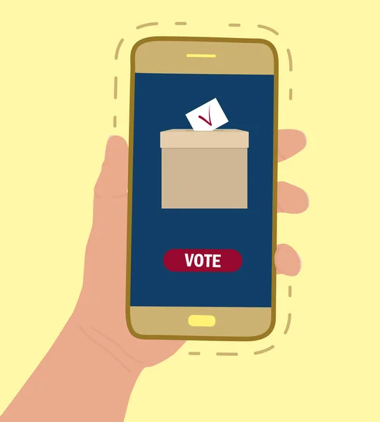Концепція Електронного Голосування Інтернет Голосування Демократія Рука Тримає Телефон Екрані — стоковий вектор