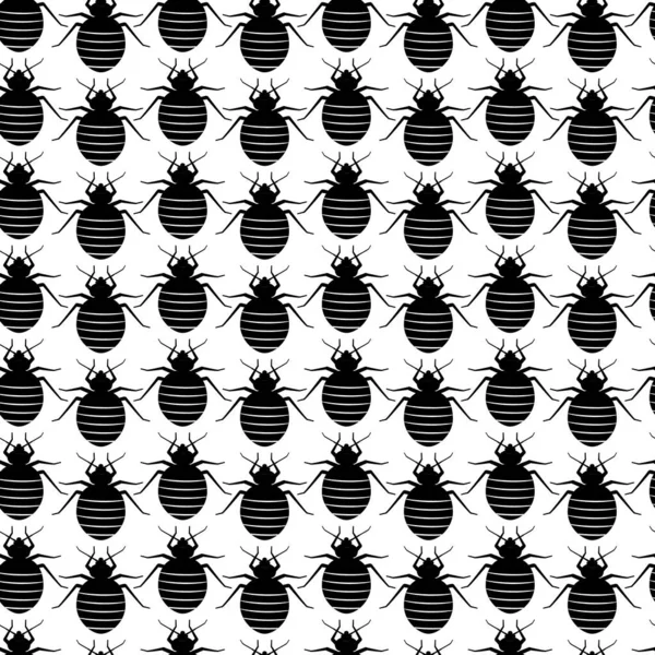 Безшовний Візерунок Клопами Ряд Векторна Текстура Чорними Комахами Білому Тлі — стоковий вектор