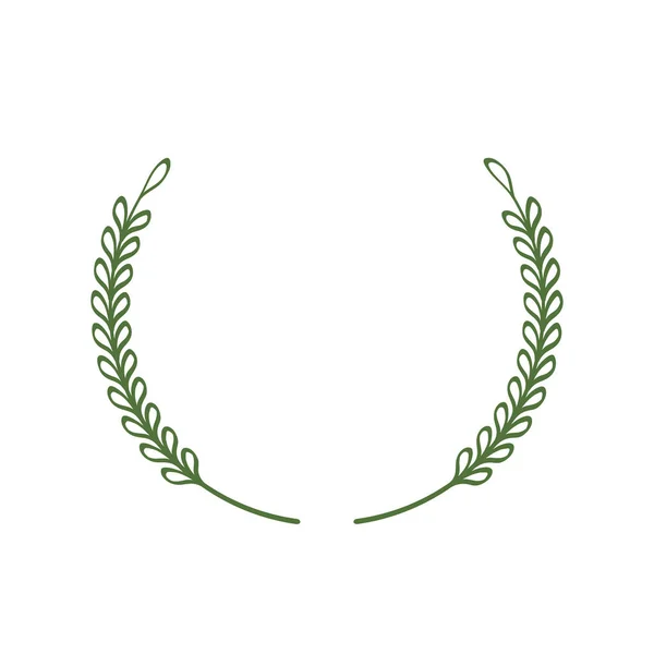 Couronne Laurier Deux Brindilles Vertes Pointées Vers Haut Cadre Élégant — Image vectorielle