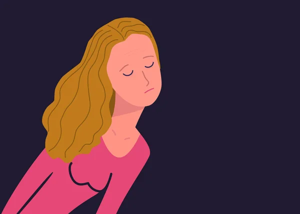 Depressieve Jonge Vrouw Aardig Meisje Met Een Droevig Gezicht Vrouwelijk — Stockvector