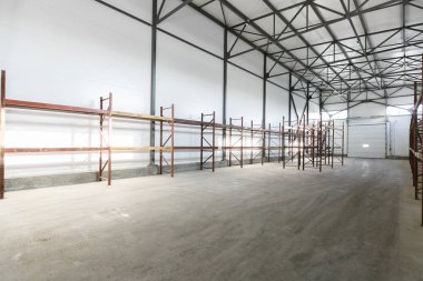 Boş raflar ile boş ambar iç