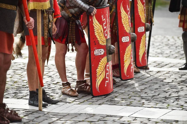 Reenactment Detail Roman Soldiers Uniforms — Stock Photo, Image