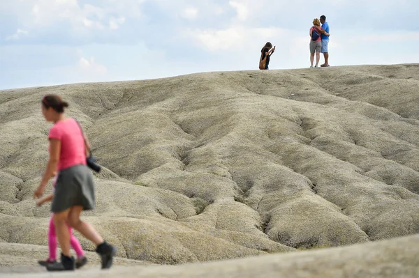 Berca Romania August Tourists Visiting Mud Volcanoes Also Known Mud — Stock Photo, Image