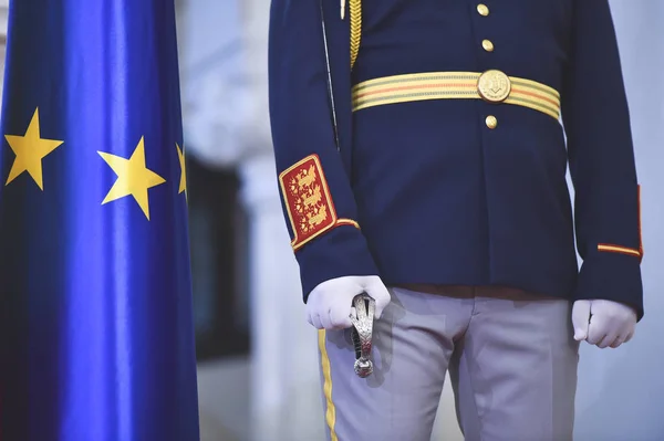 Soldaten Uit Een Nationale Erewacht Tijdens Een Militaire Ceremonie — Stockfoto