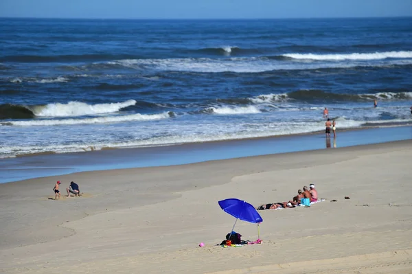 Monte Real Portugalia Września 2016 Słoneczny Dzień Scena Plaży Linii — Zdjęcie stockowe