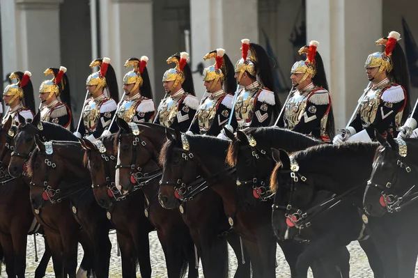 クイリナーレ宮殿での歓迎セレモニー中に名誉のローマ イタリア 2018 イタリアの国家警備隊 — ストック写真