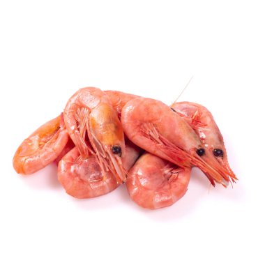 Kırmızı pişmiş karides veya beyaz arka plan üzerinde izole karides.