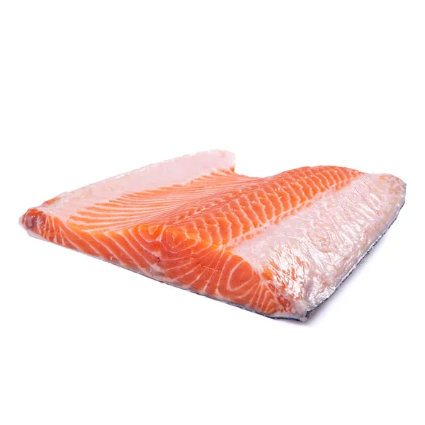 Fresh salmon fillet on e white background. — Stock Photo, Image