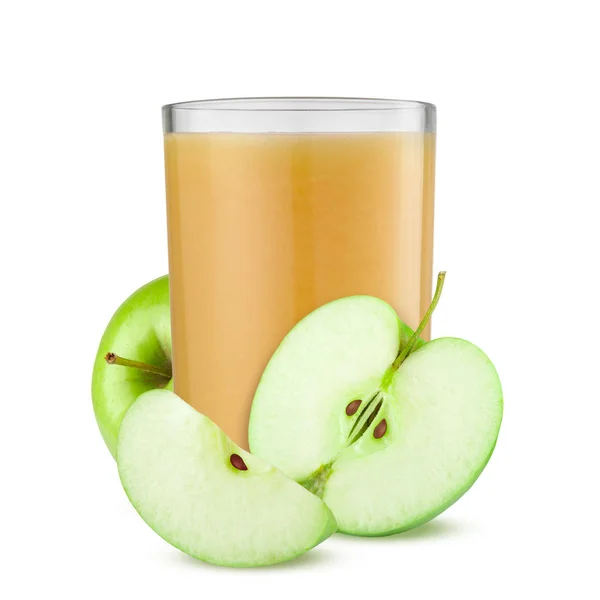 Verre de jus de pomme isolé sur blanc — Photo