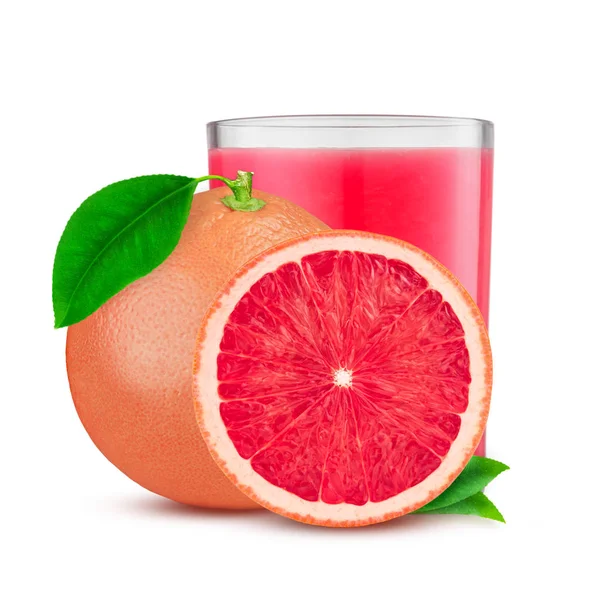 Ποτήρι χυμό γκρέιπφρουτ ροζ απομονωθεί σε λευκό — Φωτογραφία Αρχείου