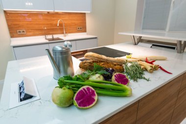 Yeni lüks bir evde mutfak..