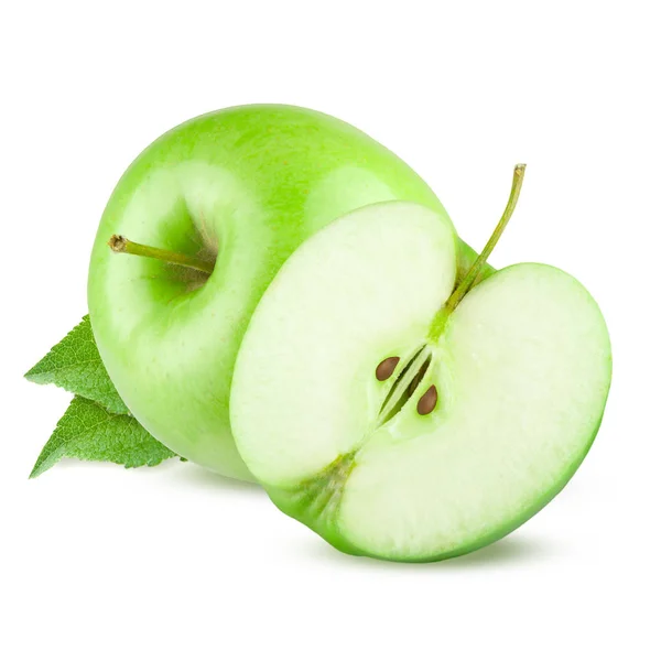Grönt äpple. Isolerad på vit bakgrund. — Stockfoto
