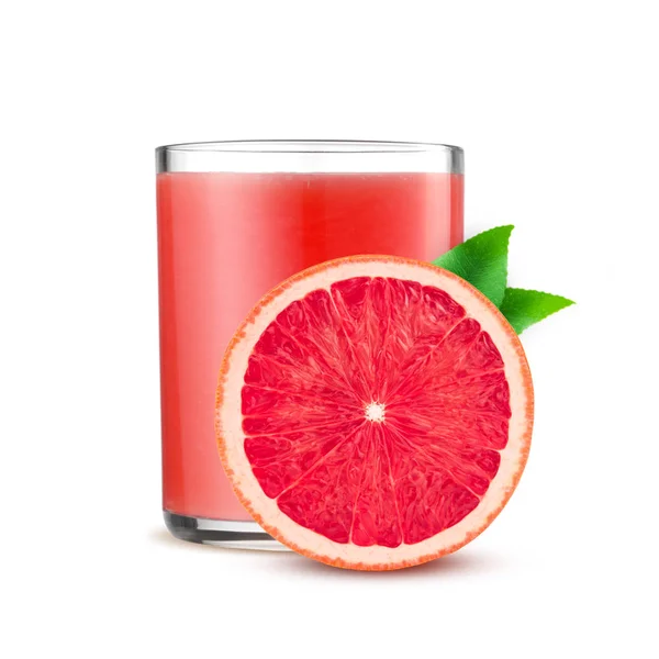 Склянка рожевого грейпфрутового соку ізольовано на білому — стокове фото