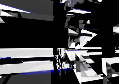 3D render arka plan. Yukarı ve aşağı gider Geometri şekilleri. Üçgen kesit formu.