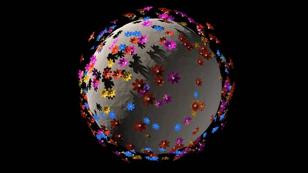 Miniaturowe 3d planety małe kolor kwiatów — Zdjęcie stockowe