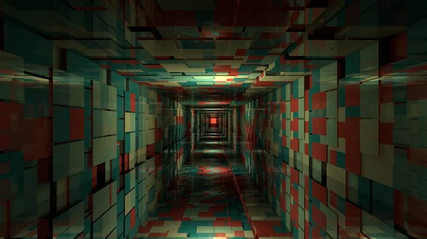 3D render abstrakt bakgrund. Långa korridoren. — Stockfoto