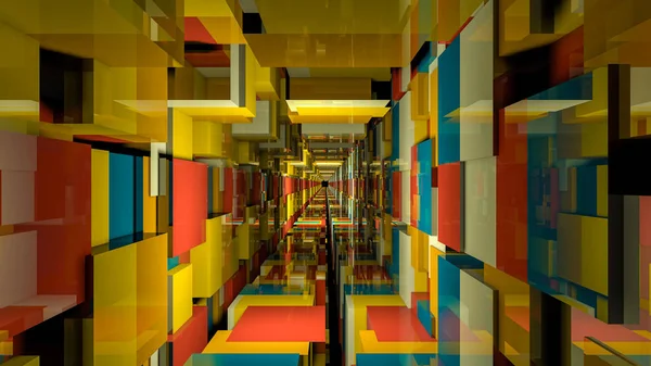 3d 渲染抽象背景。长走廊. — 图库照片
