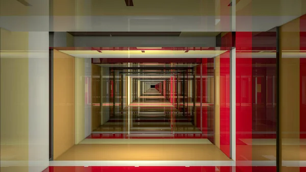 3D render arka plan. Uzun koridor.