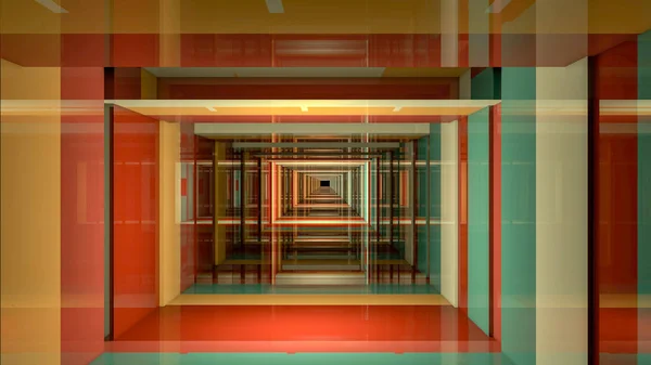 3d 渲染抽象背景。长走廊. — 图库照片