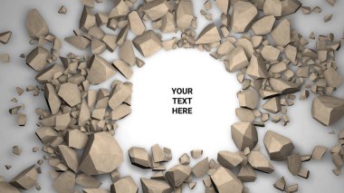 3D render arka plan. Kırık taş yer tutucu