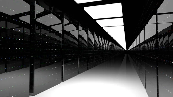 Server room data center. 3d render