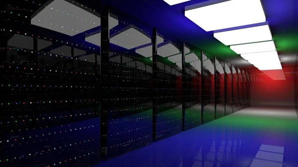 Server room data center. 3d render