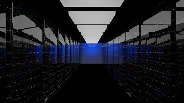 Server room data center. 3d render