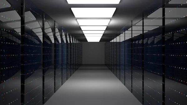 Server room data center. 3d render — Stock Photo, Image