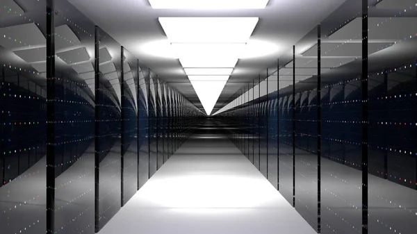 Server room data infinite center. 3d render