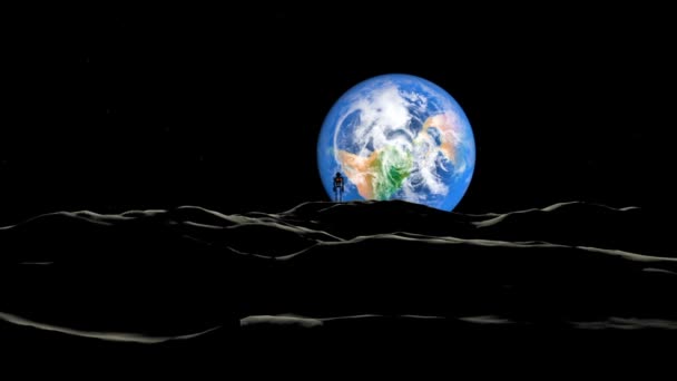 Вид с Луны на Землю. Восход солнца — стоковое видео