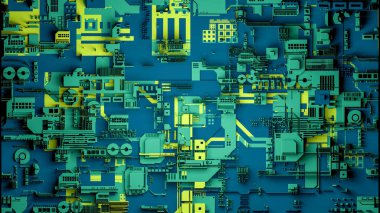 Ayrıntılar bir sürü teknoloji yüzey. Basit geometri şekilleri için rasgele haddelenmiş yüksekliği. 3D render