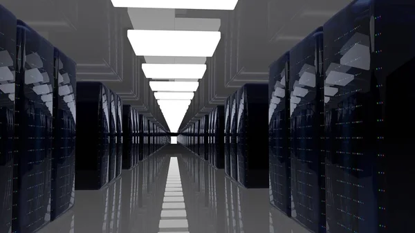 Server room data center. 3d render