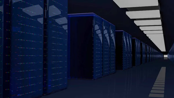 Server ruimte datacenter. 3D render — Stockfoto
