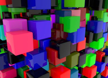 3D render arka plan. Yukarı ve aşağı gider Geometri şekilleri. 