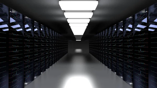 Centrum danych typu serwera. renderowania 3D — Zdjęcie stockowe