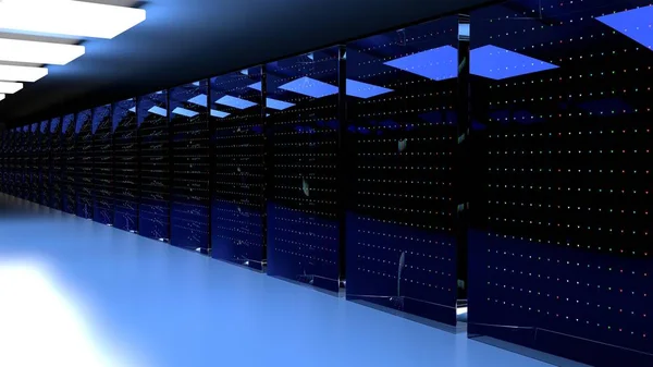 Sunucu odası veri merkezi. 3D render