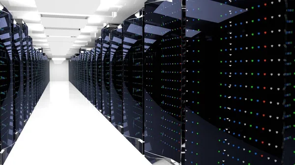 Data center della sala server. rendering 3d — Foto Stock