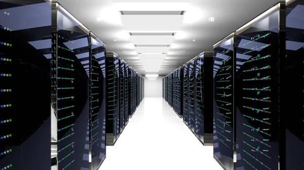 Server room data center. 3D rendering