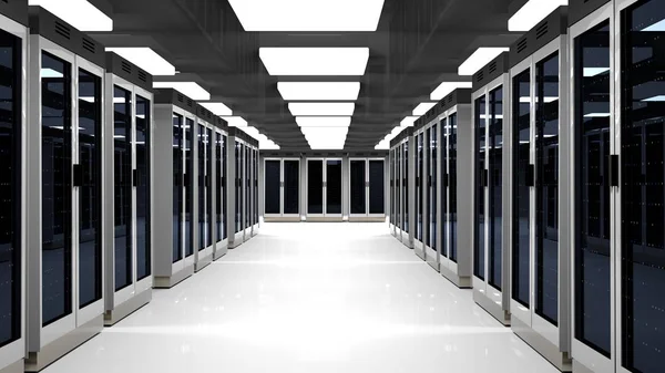 Data center della sala server. Rendering 3D — Foto Stock