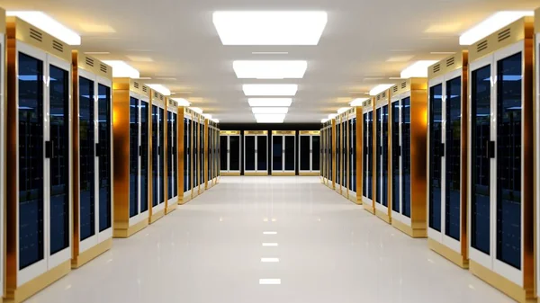 Server ruimte datacenter. 3D-rendering — Stockfoto