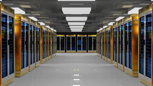 Datacenter Server rum. 3D-rendering — Stockfoto