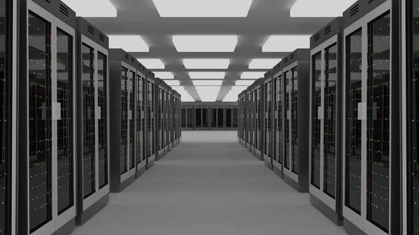 Server ruimte datacenter. 3D-rendering — Stockfoto